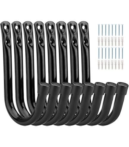 Ganci Da Parete Per Bici - Set 6 Ganci A J Neri Per Garage Max 20kg Carico