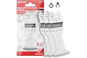 EZARC 3tlg Diamant Multitool Sägeblätter mit extra großer Reichweite für Fliesen, Mörtel, Fugenmörtel Multifunktionswerkzeug Zubehör