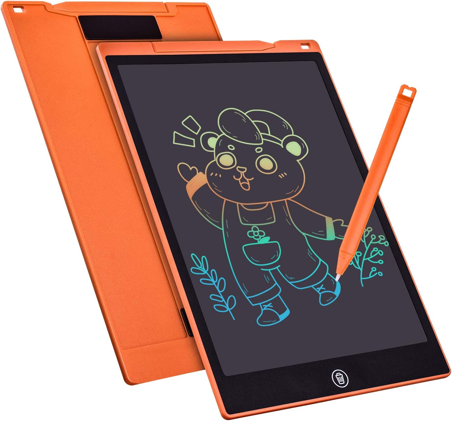 Tableta de Escritura Color Lcd 12 Pulgadas, Tablet Escritura Pantalla Colorido Infantil, Tableta Grafica Dibujo Niños Adecuada Para el Hogar, Escuela, Oficina, Cuaderno de Notas con Fundas (Orange)