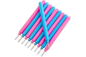 TOYVENTURES 10 Pcs Quilling Paper Pens, Paper Quilling Kits Quilling Slotted Tools Handmade Rolling Curling Quilling Needle Pen for Art Craft (Blue,Pink)
