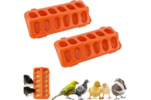 ONCPCARE 2 Pack Plastic Flip-Top Poultry Feeder Tray, Chick Feeding Trough for Baby Chicken, Ducklings, Quail, Pigeons and Small Birds – Spill-Resistant Farm Feeder