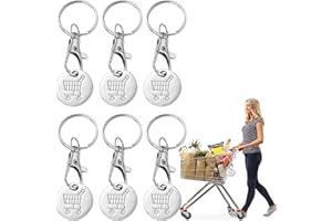 COCCCOON 6-Piece Metal Supermarket Trolley Coin Keyring - Removable Shopping Trolley Coins