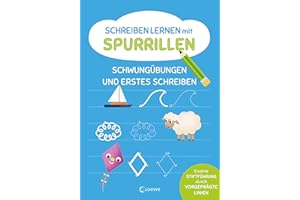 Schreiben lernen mit Spurrillen - Schwungübungen und erstes Schreiben: Schreibblock mit vorgeprägten Linien für Vorschulkindern ab 5 Jahren
