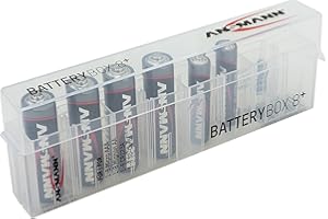 ANSMANN Pudełko na baterie AAA Micro, baterie AA Mignon i baterie, specjalne baterie i karty pamięci – praktyczne pudełko na baterie do ochrony i transportu 8 akumulatorów, pudełko na baterie i pudełko na baterie do przechowywania