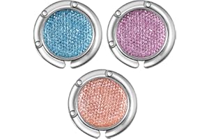 MILALOKO Crochet de sac à main pliable pour table-Collection Sac à main- Porte-sac à main pliable avec violet, orange et bleu, Crochets de bureau H2 pour sac à main, Cadeau pour Les Femmeso (3 pièces)