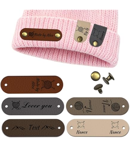 Juland Etichetta in pelle PU per abbigliamento, etichetta in rilievo fatta a mano, abbellimento a maglia, accessori fai da te per jeans, borse, scarpe, cappelli, 40 pezzi, 1,1 x 4,5 cm, A5