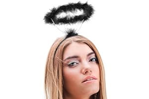 BALINCO Cerchietto aureola nero | diavolo | cerchietto angelo | Cristo bambino - l'accessorio perfetto per signore e signori per completare il costume da angelo