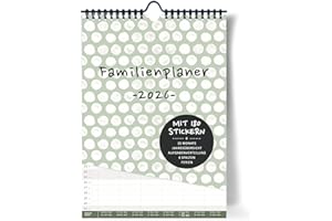 ‎PAPERLIONS Familienkalender 2026 6 Spalten XL Wandkalender | DIN A3 Ifamilienplaner mit Sticker, Ferientermine, Jahresübersicht, extra Seite für Urlaubsplanung…