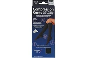 PRETTY LEGS Compression Socks Good For Work or Travel - Size 8 - 11 - Black