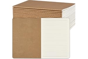 ZCZN A5 Cahiers Lignés Kraft 60 Pages par Bloc，Lot of 24 Blocs Carnet de Notes，80 gsm，Bloc Note Carnet Dessin，30 Feuillets Lignés