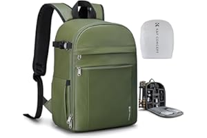 K&F CONCEPT Zaino per Fotocamera Compatto, Zaino Fotografico con Parapioggia, scomparto per laptop per obiettivi reflex treppiedi