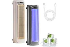 GIENSLRU Sherum Rafraichisseur D'air, Climatiseur Portable, Silencieux et 3 Vitesses, Rechargeable, pour Chambre, Bureau, Maison, Restez Au Frais En Été (Gris+Beige)