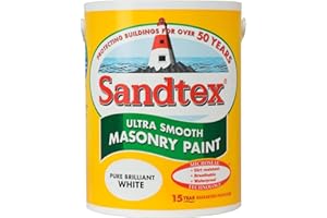 Sandtex masonry paint, 5 litres, ultra smooth brickwork, white
