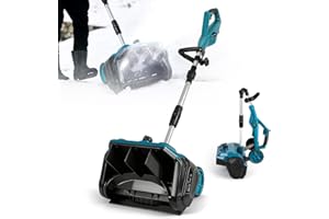 KISTRBA Akku Schneefräse für Makita 18V Akku (Ohne Akku), 1000W Bürstenlose Elektrische Schneebürste mit Stützräder, 20cm Räumhöhe, 30cm Reinigungsbreite, 6m Wurfweite, 45° Einstellbar