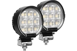 Primelux 3.6 Inch 108W 7200LM LED Light Bar, 2PCS 12/24V Round LED Tractor Work Lights 5700K White Flood Beam Light IP67 Waterproof Work Lights, for Truck Tractor Truck ATV UTV