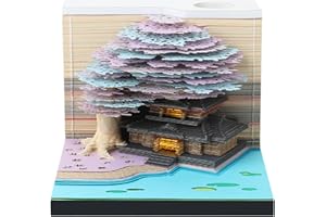 EUMMY 3D Desk Note Pad Creative Art Memo Pad with LED Lights DIY Tear-Away 3D Calendar Notepad Paper Carving Ornament for Home Office Desktop Decoration Gift (Purple)