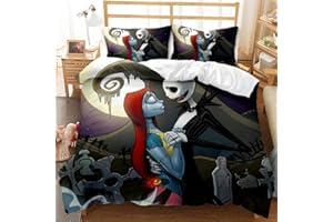 CHAOSE-ESB Funda Nórdica Reversible 220x240 / 65x65x2 CM Juego De Cama Bicolor Pesadilla Antes De Navidad para 2 Personas con Cremallera (Estilo 02,(220x 240cm)-Cama de 150/160)