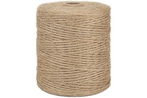 tenn well 300M Jute Twine String, 3 Ply 1.8mm Thick Garden Twine String for DIY Crafts, Gift Wrapping, Bundling Packing and Gardening (Brown)