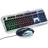 GREENTREEN Gaming-Tastatur, Gaming Keyboard, verkabelt, Oberfläche aus Aluminiumlegierung, Multi-Color RGB, Mit der Maus