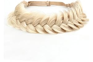 TOECWEGR Extensions Haarband Haarreifen Zopf Geflochten Classic Chunky Wide Plaited Wedding Fluffy Braids Wig Women Girl Beauty Accessory (Strand golden)