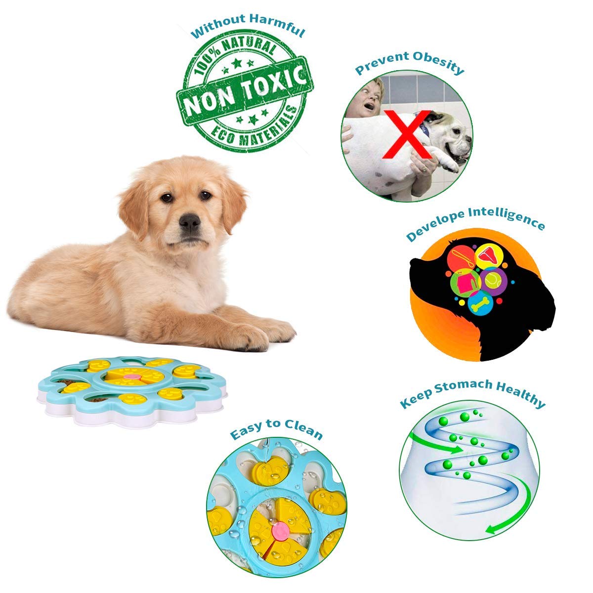 Winke Dog Puzzle Feeder Toy Slow Feeder Dog Bowl Puppy Treat