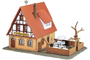 FALLER Gasthaus Zur Krone zestaw modelarski z 42 elementami 167 x 105 x 100 mm I akcesoria do modeli kolejek H0 I model kolejki H0 - domek gastronomiczny z muru pruskiego Divers