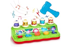 hahaland Jouet pour Bébé 1 an Jouet Montessori avec Musique et Lumières pour Enfant 1 2 3 4 Ans Fille Garçon, Jouet Enfant Pop-up Animaux avec Couleurs, Parfait pour Les Cadeaux d'anniversaire Noël
