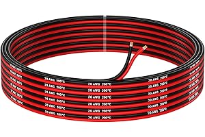 MMOBIEL 20 AWG Cable Eléctrico Paralelo – 20 Gauge 10m / 32.8ft - Cable Cobre Estañado - 2 Conductores Automoción - Led Tiras, Audio/Altavoz de Alambre, Lámparas