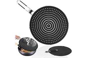 RISVOWO Tapa Antisalpicaduras, 32CM Pantalla de Salpicaduras de Acero Inoxidable, Protector Salpicaduras con Mango, Protector de Grasa para sartén