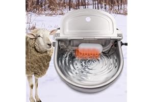 BREUAILY 220V Beheizte Schwimmertränke mit Ablaufstopfen Edelstahl Beheizte TräNke automatisches Thermostat Frostsicher Pferdetränke Rinder Schafe Ziegen Hunde Tränke (220V)