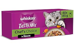 WHISKAS TASTY MIX Nassfutter in Sauce für Katzen 40 x 85g Chef’s Choice