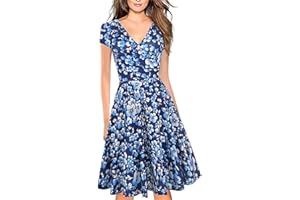 LOVEXIU Abito Donna Elegante Estivo, Vintage Giallo Vestito Chic Boho, Vestito Elegante Midi, Sexy Abbigliamento Donna Estivo, Abiti Scollo a V Sexy per Cocktail Plissettato Fluido, Party, Casual