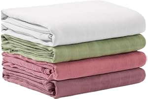 Peepeemax Langes Bebe 120x120 cm Lot de 4, Couverture Bébé en Coton et Bambou, Ultra Doux et Doux pour la Peau Mousseline Couverture d'emmaillotage pour Bébé Fille et Garçons, Vert Clair