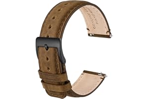 Anbeer Bracelet de montre en cuir véritable,bracelet à boucle déployante avec boucle en acier inoxydable,tailles disponibles 18mm 20mm 22mm 24mm