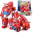 Super Wings Deluxe Transforming Vehicle | Series 2 | Jett | Plane and Bot Vehicle Set | Includes 2 Inch Figure | Toys for 3+ Year Old Boy Girl