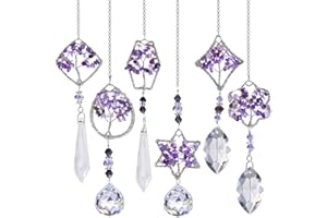 H&D Hyaline & Dora Arbre de Vie Attrape-Soleil Arc-en-Ciel en Cristal Suspendu pendentifs en Verre Chakra pour la fenêtre de la Maison, 6 pièces