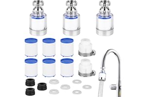 Prmape 11 Piezas Filtro de Agua para Grifo, 3pcs Filtro de Agua de Grifo 360°+6pcs Filtro de Algodón Pp+2pcs Adaptador, Universal Ecogrifo con Filtro Purificador de Agua para Fregadero Cocina Baño