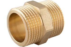 konst-install Doppio nipplo da 3/4 pollici (diametro 26,4 mm) filettatura esterna in ottone, raccordo 2 raccordi filettati AG in ottone, adatto per riscaldamento acqua potabile