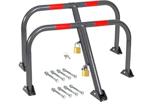 COCUS Premium Steel Driveway Security Post - Foldable Lockable Driveway Barrier, Grey Bollard & Fixings for Car Parks, Driveway, Private Parking Space, Telescopic Rust Proof (2)