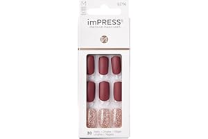 KISS imPRESS Manicure, Hero, sztuczne paznokcie samoprzylepne, kwadratowe, krótkie, z technologią PureFit, 30 sztucznych paznokci, mini pilnik, patyczek do skórek, instrukcja