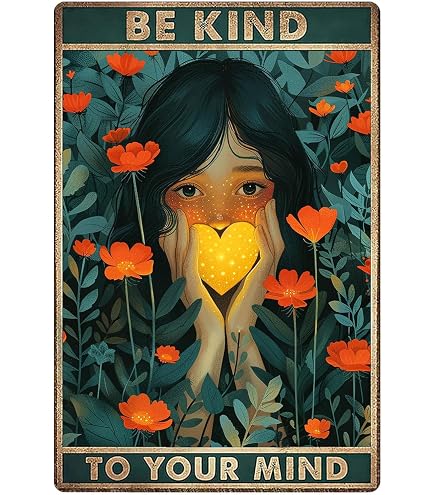 Poster Vintage « Be Kind To Your Mind » – 20 X 30 Cm, Imperméable, Décoration Murale Bohème, Cadeau