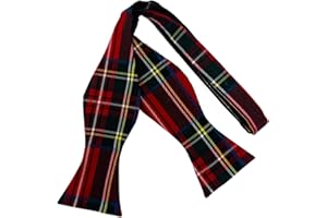King & Priory Traditional Red Tartan Check Self-Tie Bow Tie, Scotland