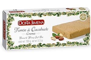 Doña Jimena Turrón de Cacahuete y Miel, Textura Cremosa, Calidad Suprema, Típico Dulce Navideño, Turrón Tradicional Sin Gluten, Almendra, 150 Gramos