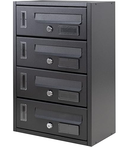 Cassette Postali Condominiali Alluminio-Acciaio 4 Posti - Grigio Antracite, Esterno, Made Italy - Foto 2