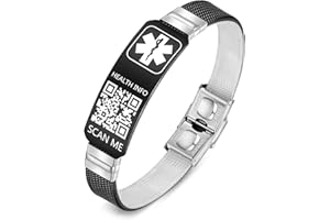 Theluckytag Medical Bracelets for Men Women with QR Code Medical Alert ID Bracelets - Ultralight Adjustable Plastic Wristband Fits Wrists Up To 9‘’ - More Space Custom Emergency Medical ID Info