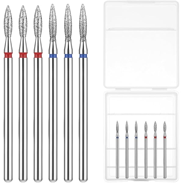 10 Stück Nagelhautfräser Bits – Diamant-Flammen-Bohrer Aus Edelstahl, Mit Etui, Für Maniküre