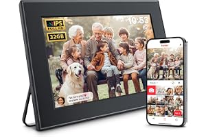 FRAMEO Digital Fotoram , 10,1-tums IPS-pekskärm | Smart WiFi, Kalenderfunktion, Enkel installation, Dela foton eller videor via Frameo
