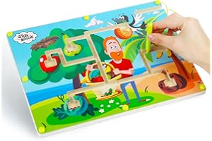 LITTLE FROG TOYS STEVE and MAGGIE Magnetic Beads Montessori Toys Number Maze and Colour Sorting Toys for Toddlers and Preschoolers, Educational Wooden Board Game, Birthday Gifts for Girls and Boys Ages 3 and Up