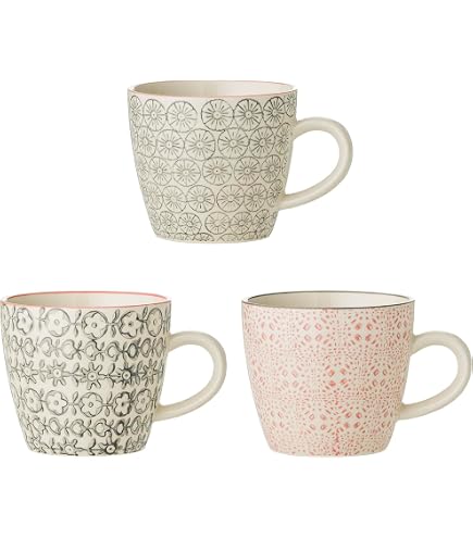Bloomingville Set di 3 piatti Maya in ceramica, colore: rosa/grigio viola