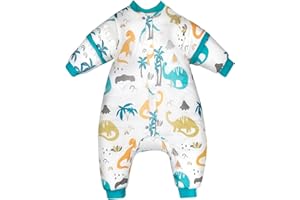 MOEMOE BABY Saco de Dormir con Pies, Saco de Dormir de Invierno 2.5 TOG Saco de Dormir de Bebé con Piernas Mangas Dinosaurio L/3-5 AÑOS